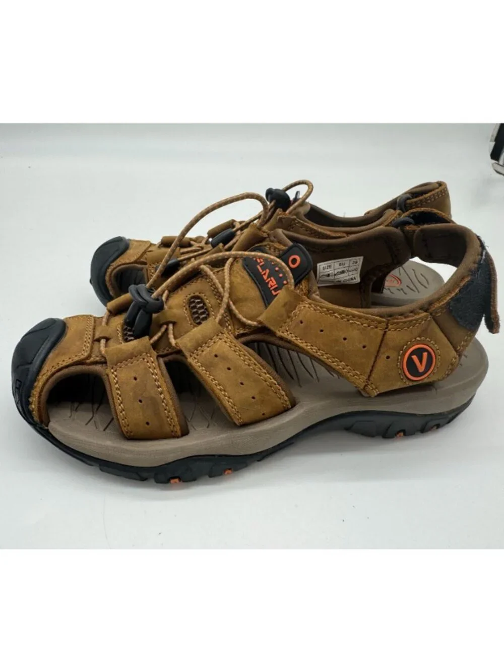 Flarut Mens Closed-Toe Outdoors Hiking Sports Sandals Size EU 39 Brown Suede